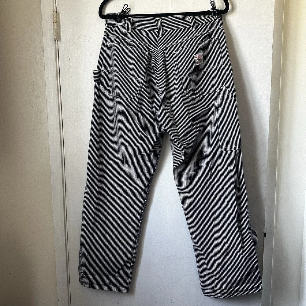Pointer Brand USA Hickory Striped Denim Carpenter Pant Railroad Blue Sz 32 x 32